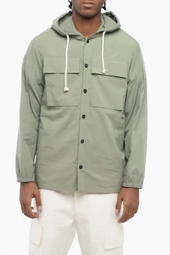 Fashion Camicia Sahariana in Cotone con Cappuccio Uomo Camicie