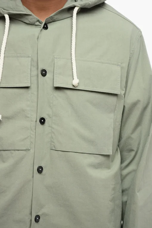 Fashion Camicia Sahariana in Cotone con Cappuccio Uomo Camicie