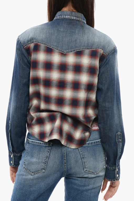Camicia Sahariana in Denim con Frange in Cristalli>Dsquared2 Hot