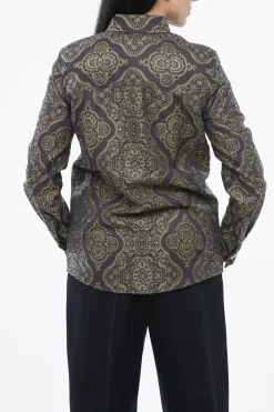 Hot Camicia Sahariana in Misto Lino Motivo Paisley Donna Camicie