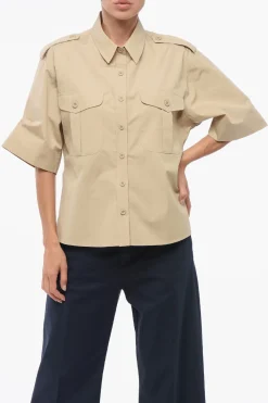 Hot Camicia Sahariana in Popeline di Cotone Donna Camicie