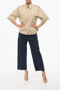 Hot Camicia Sahariana in Popeline di Cotone Donna Camicie