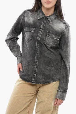 Camicia Sahariana POLICEMAN in Denim Stone Washed>Dsquared2 Hot
