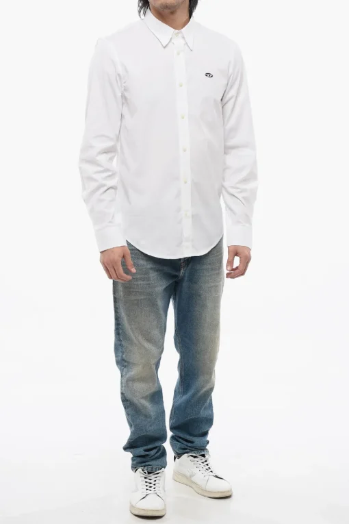 Hot Camicia S-BENNY-A in Popeline di Cotone con Collo Italiano Uomo Camicie