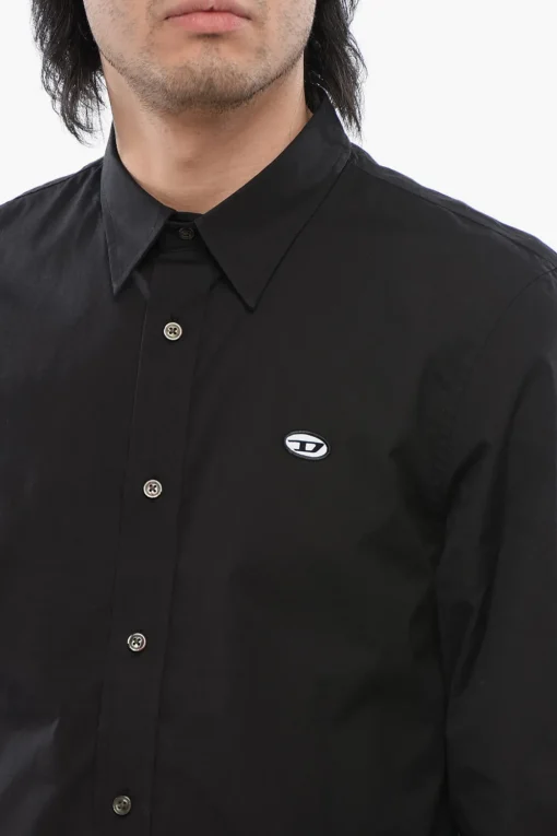 Discount Camicia S-BENNY-A in Popeline di Cotone con Collo Italiano Uomo Camicie