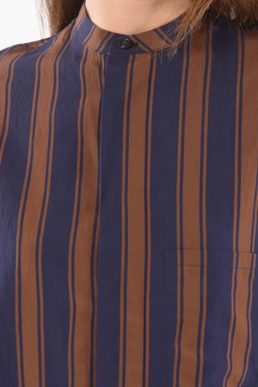 Hot Camicia SCULLY A Righe Unbalanced con Collo Coreana Donna Camicie