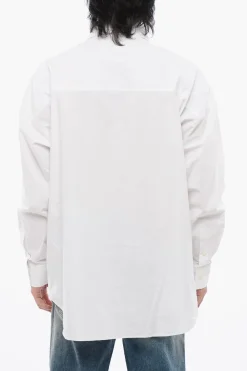 Discount Camicia S-DOUBLY-PLAIN in Popeline di Cotone con Ricamo Tono su Tono Uomo Camicie