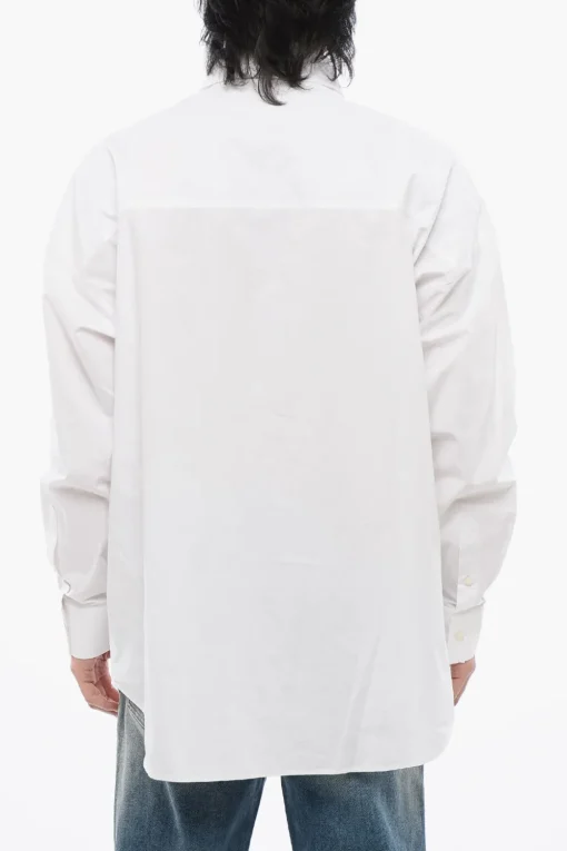 Discount Camicia S-DOUBLY-PLAIN in Popeline di Cotone con Ricamo Tono su Tono Uomo Camicie