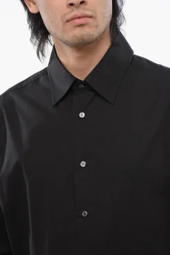 Hot Camicia S-DOUBLY-PLAIN in Popeline di Cotone con Ricamo Tono su Tono Uomo Camicie