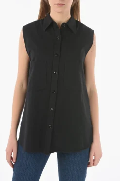 Outlet Camicia Senza Manica con Doppio Taschino Donna Camicie