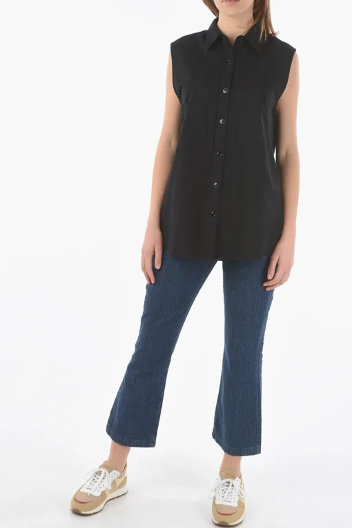 Outlet Camicia Senza Manica con Doppio Taschino Donna Camicie