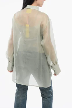 Hot Camicia Sheer in Seta con Canotta Donna Camicie