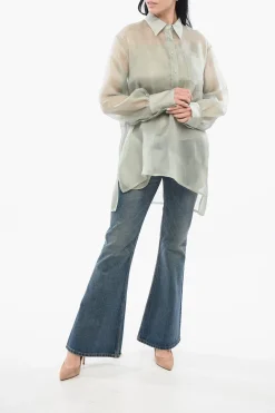 Hot Camicia Sheer in Seta con Canotta Donna Camicie