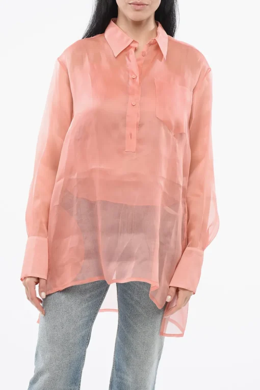 Camicia Sheer in Seta con Canotta>Super Blond Sale