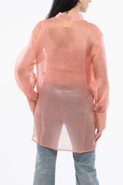 Camicia Sheer in Seta con Canotta>Super Blond Sale