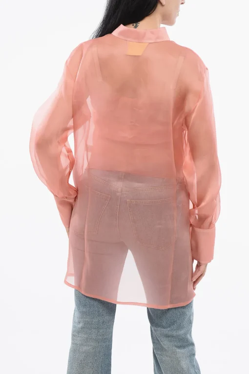 Camicia Sheer in Seta con Canotta>Super Blond Sale