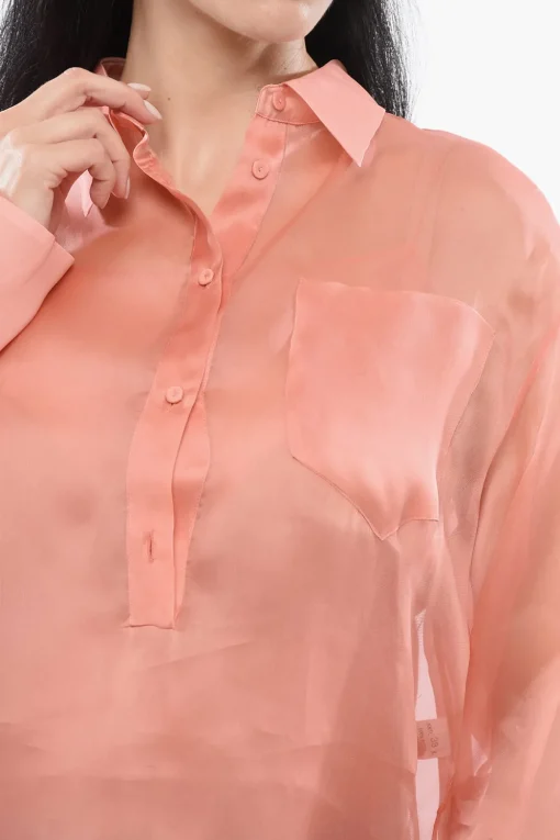 Camicia Sheer in Seta con Canotta>Super Blond Sale