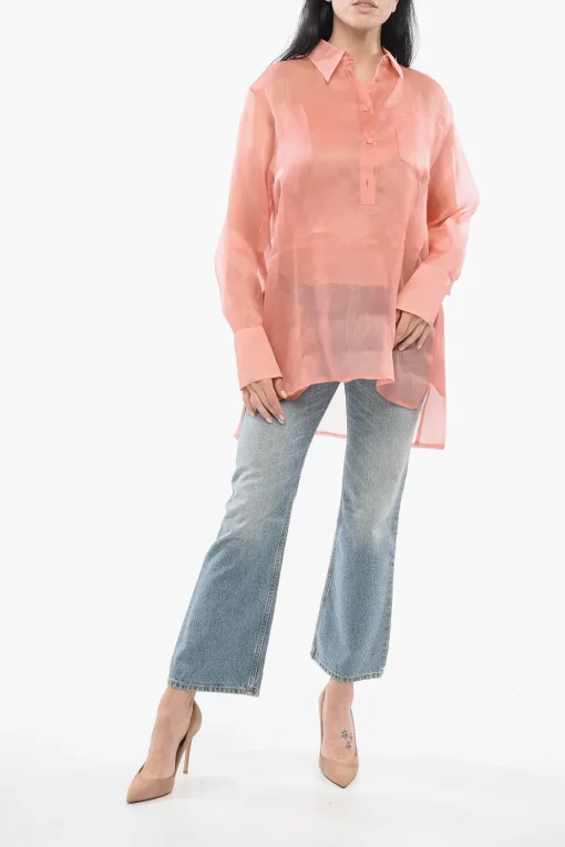Camicia Sheer in Seta con Canotta>Super Blond Sale