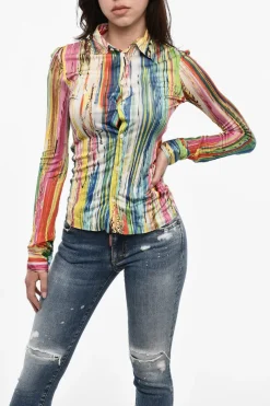 Hot Camicia Slim Fit a Fantasia Donna Camicie