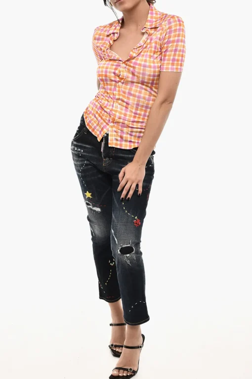 Camicia Slim Fit a Quadri>Dsquared2 Outlet