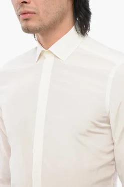 Camicia Slim Fit in Misto Seta con Polsini></noscript>Corneliani New