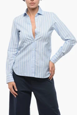Clearance Camicia Slim Fit in Popeline a Righe Balnced Donna Camicie