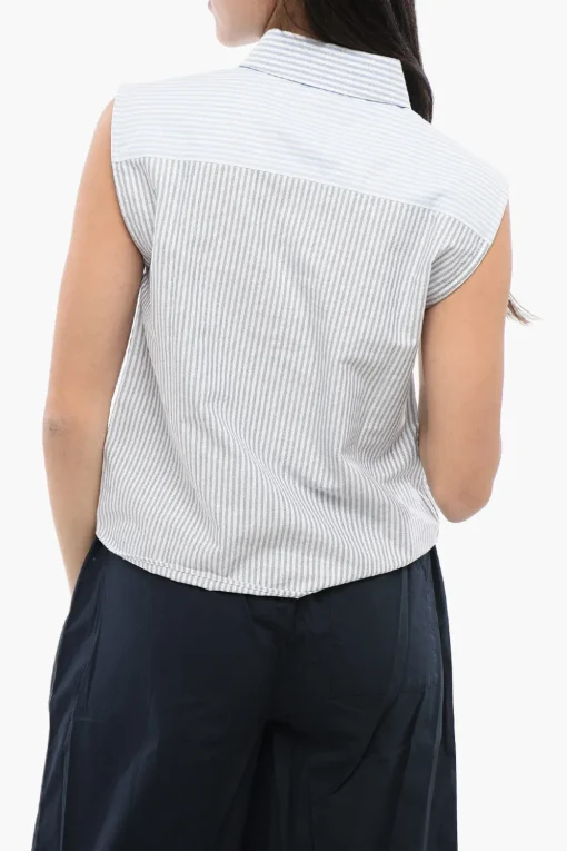 Camicia Smanicata a Righe Awning con Taschino>Woolrich Discount