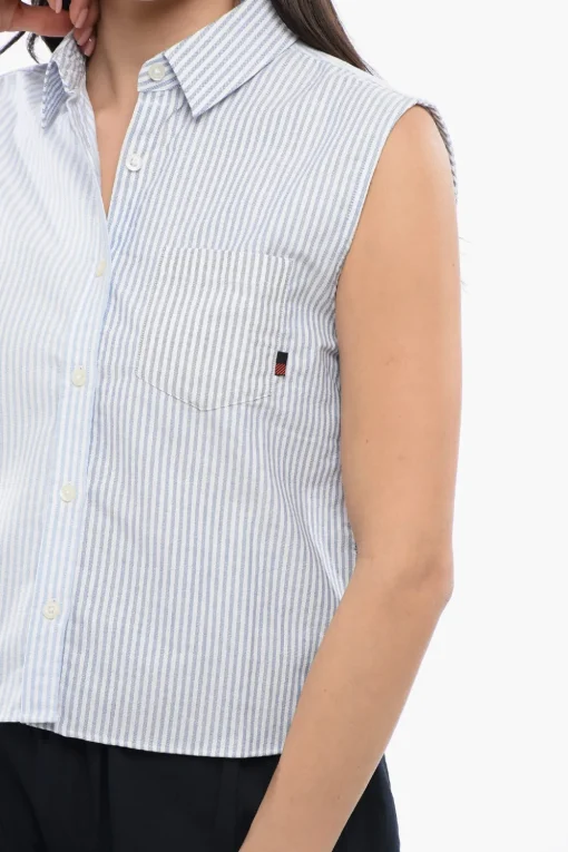 Camicia Smanicata a Righe Awning con Taschino>Woolrich Discount