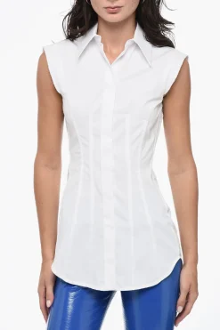 Outlet Camicia Smanicata GOLOSO con Dettagli a Taglio Vivo Donna Camicie