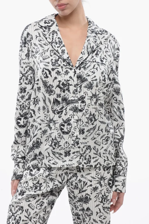 Clearance Camicia TATTOO PAJAMA in Satin Stampato Donna Camicie