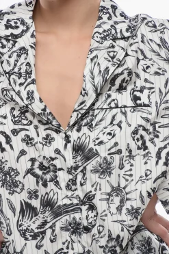 Clearance Camicia TATTOO PAJAMA in Satin Stampato Donna Camicie
