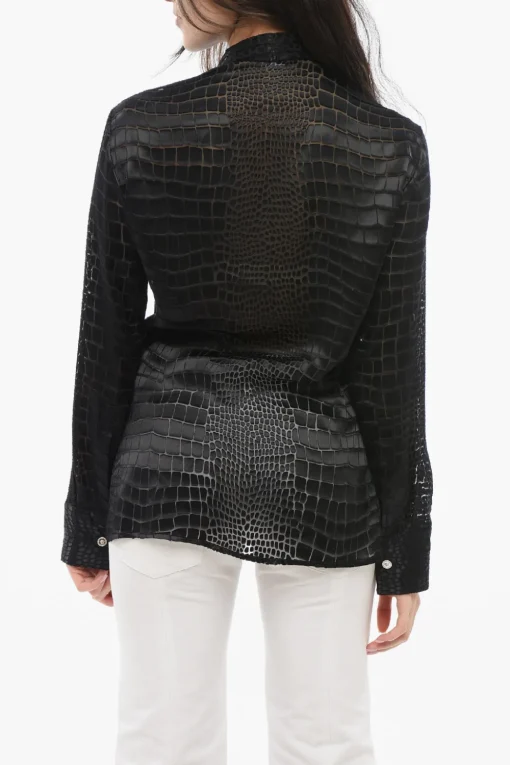 Camicia Tie Neck in Misto Seta See Through>Versace Hot