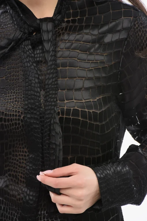 Camicia Tie Neck in Misto Seta See Through>Versace Hot