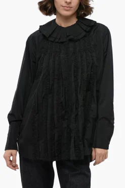 Camicia Tuxedo in Nylon con Colletto Ruffle>Jil Sander Outlet