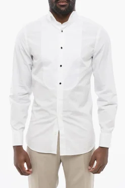 Sale Camicia Tuxedo in Popeline con Collo Wing Tip Uomo Camicie