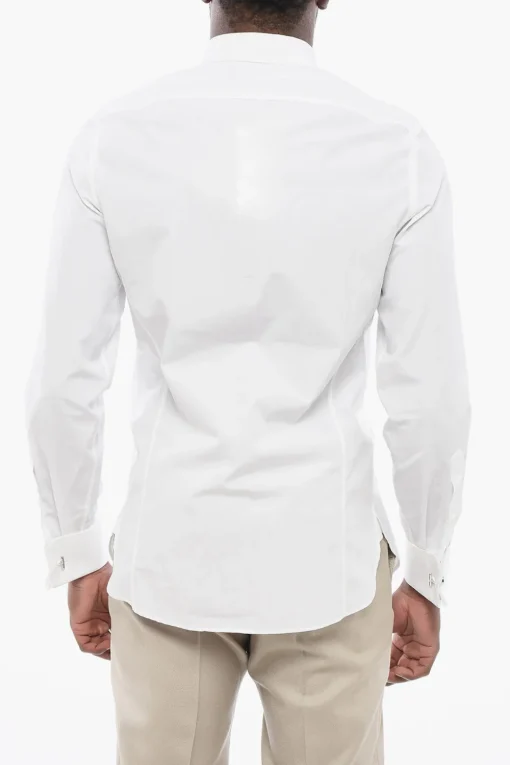 Sale Camicia Tuxedo in Popeline con Collo Wing Tip Uomo Camicie