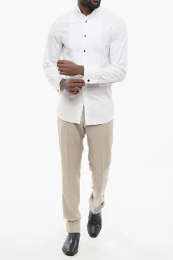 Sale Camicia Tuxedo in Popeline con Collo Wing Tip Uomo Camicie