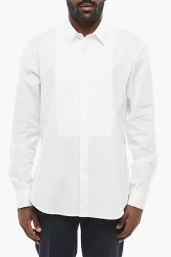 Camicia Tuxedo in Popeline con Dettaglio a Nudo d'Ape>Versace Online