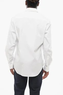 Camicia Tuxedo in Popeline con Dettaglio a Nudo d'Ape>Versace Online