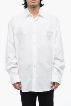 Online Camicia UNISEX Oversize in Popeline di Cotone con Logo Stampato Donna Camicie|Camicie