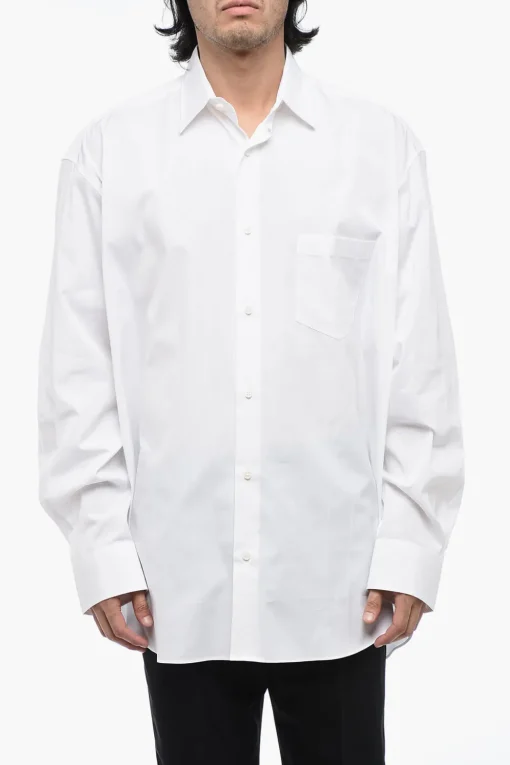 Online Camicia UNISEX Oversize in Popeline di Cotone con Logo Stampato Donna Camicie|Camicie