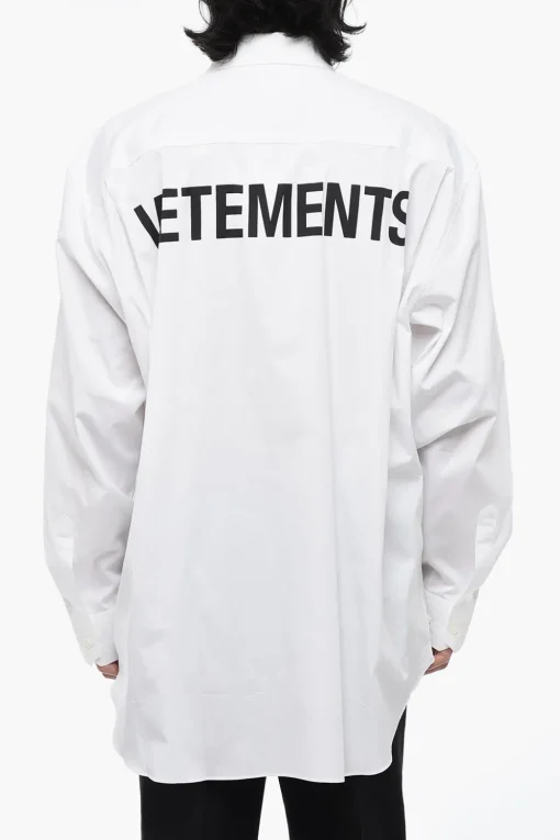 Online Camicia UNISEX Oversize in Popeline di Cotone con Logo Stampato Donna Camicie|Camicie
