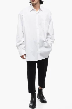 Online Camicia UNISEX Oversize in Popeline di Cotone con Logo Stampato Donna Camicie|Camicie