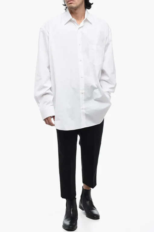 Online Camicia UNISEX Oversize in Popeline di Cotone con Logo Stampato Donna Camicie|Camicie