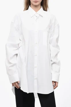 Online Camicia UNISEX Oversize in Popeline di Cotone con Logo Stampato Donna Camicie|Camicie