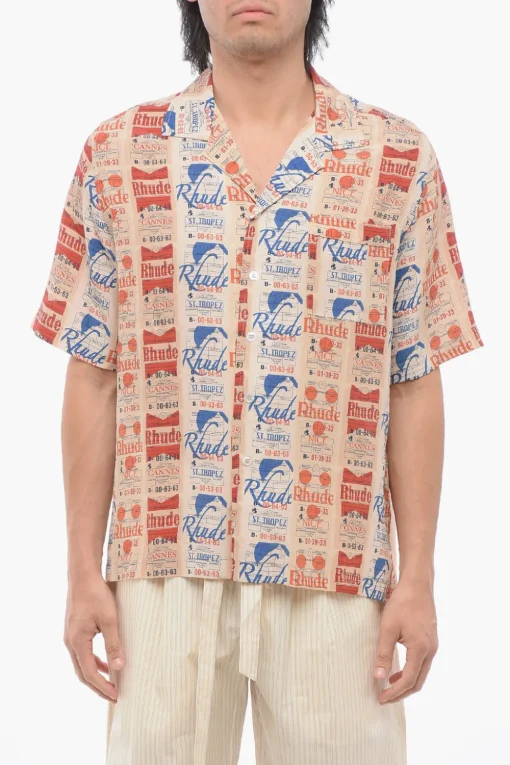 Camicia VOYAGE In Seta Stampata All-Over>Rhude Hot