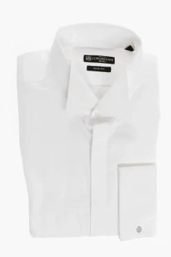 New Camicia Wing-tip in Cotone con Abbottonatura Nascosta Uomo Camicie