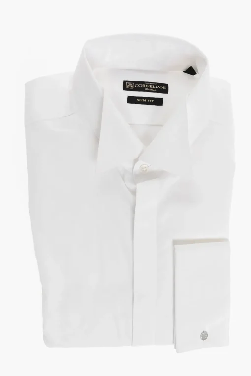 New Camicia Wing-tip in Cotone con Abbottonatura Nascosta Uomo Camicie