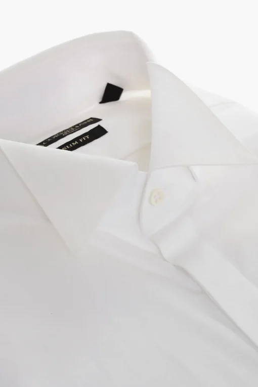 New Camicia Wing-tip in Cotone con Abbottonatura Nascosta Uomo Camicie