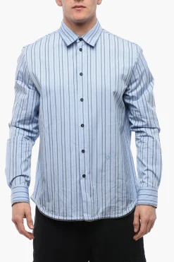 Camicia ZIP ROUND in Popeline con Motivo a Righe Balanced>Off-White Online